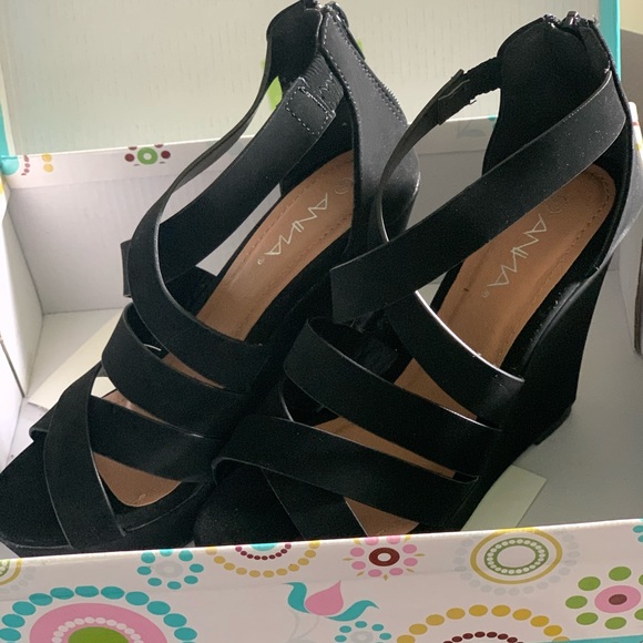 Anna Shoes Wedges Black Poshmark